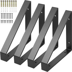 4PCS Heavy Duty Shelf Brackets,8" Metal Wall Brackets Steel Triangle Bracket,300lbs Load Garage Workshop Home Shelf Brackets,Industrial Shelf Supports