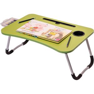 OHAHO Laptop Bed Desk, Foldable Lap Table with Cup Holder, Tablet Slot, Portable Stand for Working, Writing, Drawing (Green) (Green)