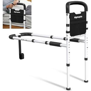 BigDolphin Bed Rails for Elderly Adults Safety  ASTM Approved Adjustable Bed Cane Supports 350LBS with NonSlip Grip & Storage Pocket, Stable Bed Assist Rails for Seniors, ToolFree