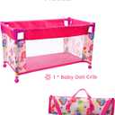 BABESIDE Baby Doll Crib for 18" Reborn Dolls,Baby Doll Bed with Storage Bag, Reborn Babydolls Accessories for Age 3+,Doll Crib Playpen for Kids Age 3+,Pink