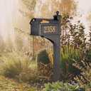 Balmoral Side Plaques Mailbox Post Package -Black