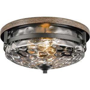 Edwarmlux Flush Mount Ceiling Lights, 2-Light Farmhouse Close to Ceiling Light, Industrial Ceiling Lighting Fixture for Kitchen Hallway Bedroom Living Room Stairways Porch (Water Ripple Glass)