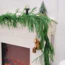 2PCS 9FT Christmas Garland Norfolk Pine Garland Real Touch Artificial Greenery Garland for Mantle Fireplace Table Indoor Outdoor Decor (Normal)