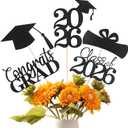 3 x Graduation Decorations 2026, 20 PCS Sparkling Black Double-Sided Centerpiece Sticks for Tables, Class of 2026 Table Toppers and Party Supplies