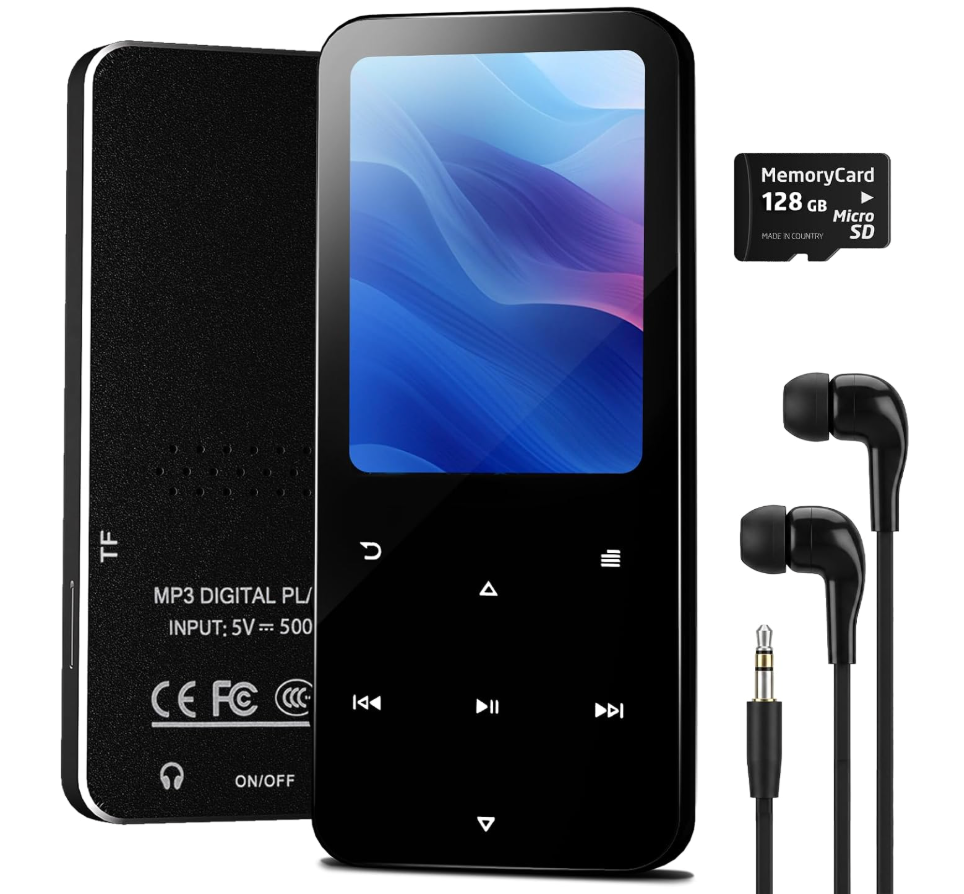 144GB MP3 Player with Bluetooth 5.2, Earphones Included(Black)