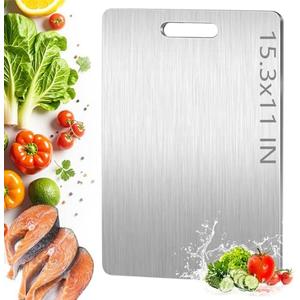 UFJEG Titanium Cutting Board for Kitchen, 15.3”×11” Large Size Cutting Board Double Sided Food Grade, Non Toxic Chopping Board for Meat/Fruit/Vegetable, Dishwasher Safe Easy to Clean