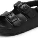 INMINPIN Toddler Boys Girls Buckle Sandals Comfort Open Toe Sandal with Adjustable Back Strap (Black, 6)