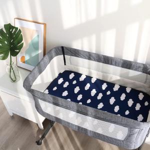 Baby Bassinet Sheets 1 Pack Compatible with Maxi COSI Iora, Koolerthings/Koola Baby, BabyBond, Nordmiex 3 in 1, Mereryi and IKOMZY Bedside Bassinet, Ultra Soft & Skin-Friendly (Navy Blue Cloud)