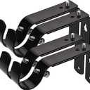 LAMYOO Curtain Bracket Set of 4, Black Metal, Wall Mount, 1 or 1 1/8 Inch Rods, Adjustable 4.3" to 5.8"