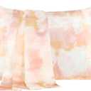 MANSPHIL Boho Tie Dyed Silk Pillow Cases Queen Size, Orange Pink Printed 22 Momme Mulberry Silk Top with Satin Underside Pillowcase for Hair and Skin, Envelope Closure, 1PC