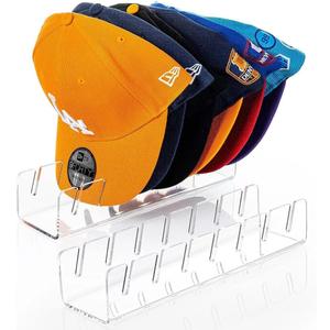 Artlunar 2024 New 2Pcs Hat Stand Hat Organizer for 14 Baseball Caps Hat Racks Acrylic Cap Holder Display for BedroomOfficeCloset, Dresser (Transparent)