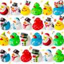 JOYIN 24 PCS Christmas Ducks Baby Bathtub Toys, Assorted Xmas Rubber Duckies for Kids Gifts, Ducky Toddler Bath Toys Rubber Duck Bulk for Stocking Stuffers Party Favor Baby Shower Pool Toys