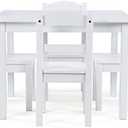 Humble Crew Kids Wooden Table and 4 Chairs Set, White - Kids Table and Chair Set for Toddlers and Children for Arts, Crafts, and Snack Time - Sturdy, Durable Toddler Activity Table