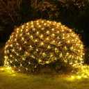 JMEXSUSS Net Lights Outdoor Mesh Lights, 200 LED 9.8ft x 6.6ft Christmas Net Light Outdoor Waterproof, Plug in Bush Light for Lawn Ceiling Hedge Garden Patio Christmas Tree Decor (Warm White)
