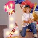 Xuhal Baseball Drip Birthday Decorations Marquee Number 1