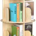 Kryonix Rotating Bookshelf, Solid Pine Wood Spinning Bookshelf Tower 4 Tier, 360° Revolving Bookcase for Kids, Multi-Functiona Corner Round Turning Book Shelf Organizer for Small Spaces