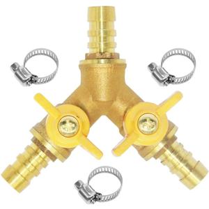 Beduan 3 Way Shut Off Ball Valve, 3/4" Hose Barb 2 Switch Brass Y Shaped Valve for Air Water Fuel Gas