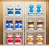 10 Pack Shoe Organizer, Stackable Shoe Box with Magnetic Door, Foldable Space-Saving Shoe Storage for Closet, Entryway, Under Bed, Durable Shoe Cabinet & Rack, white