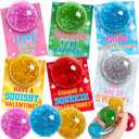 Valentines Day Cards for Kids School, 24 Pack Valentines Day Gifts for Kids, Valentines Cards for Kid Classroom with Stretchy Balls, Valentines Party Favors Exchange Gift for Boys Girls