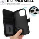 Zouzt for iPhone 16 Pro Max 6.9 Inch Genuine Leather Wallet Case with Card Holder, Compatible with MagSafe Magnetic Wireless Charging Flip Folio Cover Women Men for iPhone 16 Pro Max - Black