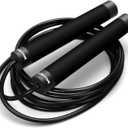Ballistyx Jump Rope - Premium Speed Jump Rope with 360 Degree Spin, Steel Handles, Silicone Grips and 2 x Adjustable Cables - for Crossfit, Gym & Home Fitness Workouts & More (Carbon Black)