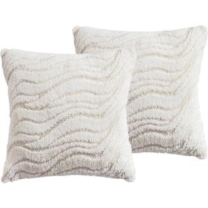 18x18 Inch Plush Faux Wool Pillow Covers Set of 2 Soft Solid Decorative Throw Pillow Cases for Sofa, Bed, Living Room & Home Decor (White)
