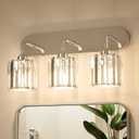 Keonjinn 3-Light Chrome Bathroom Light Fixtures Over Mirror, Crystal