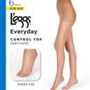 L'eggs Everyday Control Top Sheer Toe Pantyhose for All Day Comfort, 100% Nylon (Queen)