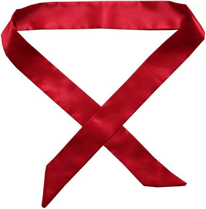 4Pcs Solid Color Silk Neckerchief Handbag Handle Wrap Silk Ribbon Band Scarf Hair Head Band Tied Bag Handle Scarf (Red)