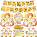 82 Pieces Hamster Birthday Party Supplies Includes Hamster Banner, Balloons, Cake Topper, Cupcake Toppers, Stickers, Cute Hamster Animal Theme Party for Kids Teens Birthday Party Decorations