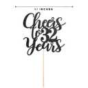 32 Black Glitter Happy 32nd Birthday Cake Topper, Cheers to 32 Years Party Cake Topper Decorations, Supplies