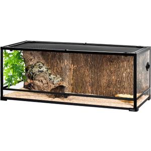REPTI ZOO 67 Gallon Reptile Large Terrarium Newly Upgraded All Glass 48" x 18" x 18" Double Hinge Door with Top Ventilation Reptile Terrarium(Knock-Down)