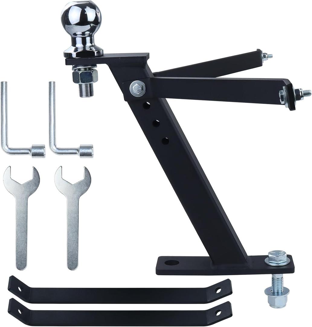 GELASKA Lawn Mower Trailer Towing Hitch with Chrome Trailer Hitch Ball, 1-7/8 x 3/4 x 2 inch Hitch Ball, 2000 lbs, Garden Tractor Pro Hi Hitch for John Deere Cub Cadet Husqvarna Riding Mowers