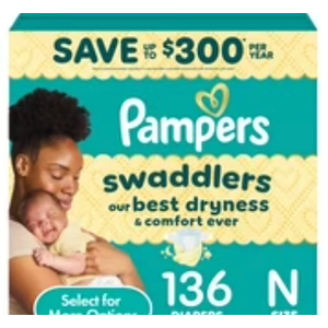 Pampers Swaddlers Baby Diapers Size Newborn, 136 Count