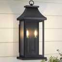 Guliaofo Large Outdoor Wall Lights Outside Lights, Exterior Lighting Fixtures Wall Mount, Wall Sconce Light Outdoor Lanterns for Porch, Black 18 inch 2-Light, 2-Pack