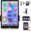 Single Din RadioWireless Carplay Car Stereo Android Auto-10.4 Inch Single Din Touchscreen Radio with Bluetooth Mirror Link Backup Camera/USB/AUX Input/EQ/FM/SW/DSP/Voice Control Manual Screen METEESER