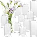 Bud Vases in Bulk Set of 12, Glass Small Vases for Flowers, Modern Cylinder Flower Vases for Wedding Centerpiece, Living Room Decorative, Home Decor (Clear)