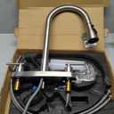 APPASO 2 Handle Kitchen Faucet with Sprayer, 4-Hole Kitchen Faucet with Pull Down Sprayer and Soap Dispenser, High Arc Stainless for 3 & 4 Hole RV Outdoor Sink, Brushed Nickel