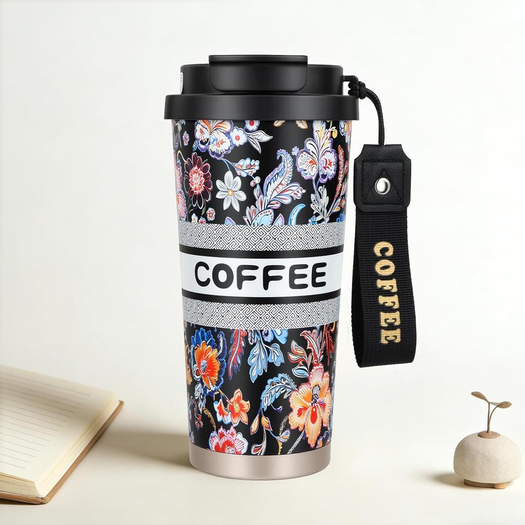 YCT Insulated Coffee Mug with Leak-Proof Design, Reusable Insulated Cup with Straw, 316 Stainless Steel Inner Liner Travel Mug for Hot and Cold Beverages
