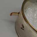 Generic Glass Pot with Ribbed Design & Cute Golden Deer Handle Lid Heat-Resistant Borosilicate Cookware with Ergonomic Double Handles, Oven & Stovetop Safe for Cooking, Serving & Storage