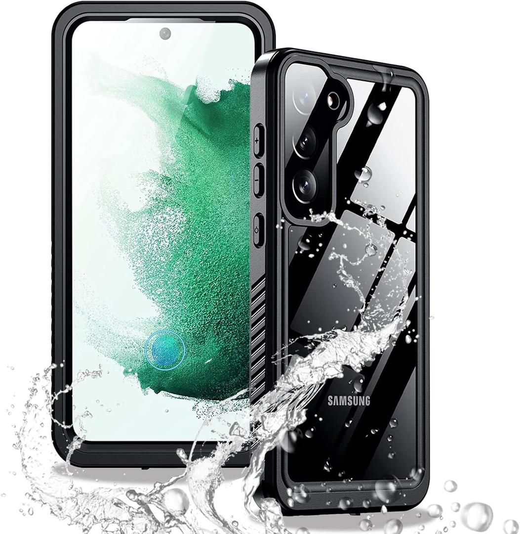 Miimall Compatible for Samsung Galaxy S23 Case Waterproof, S23 Case [Built-in Lens & Screen Protector] [Waterproof] Full Body Heavy Duty Shockproof Rugged Case for Galaxy S23 2023-Black