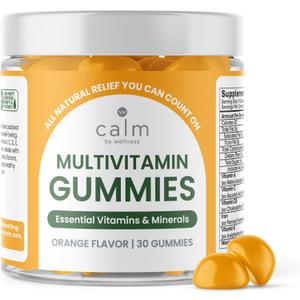 Calm by Wellness Multivitamin Gummies - All Natural Vegan Adult Multivitamin Gummy - Packed with Antioxidant Vitamins C & E, B12, B6, Folic Acid, Pantothenic Acid - Essential for Overall Health, 30 Gummies