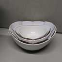 Miamolo 3 Tier Serving Bowls with Stand, Chips and Dip Serving Dishes Set for Entertaining Party, Ceramic Fruit Bowl for Salad Soup Snacks, Microwave & Dishwasher Safe