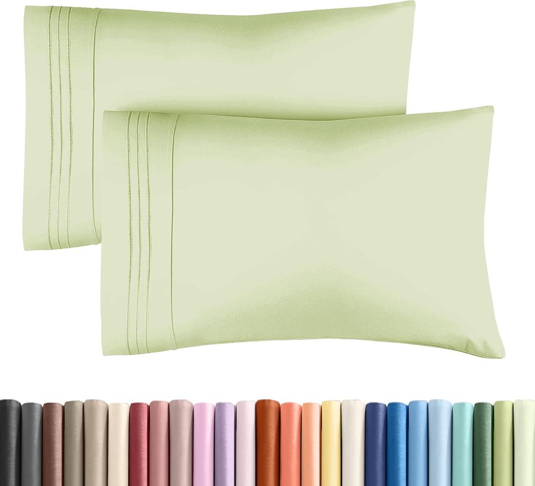 Queen Pillow Cases Set of 2 - Ultra Soft Hotel Quality Pillowcase Covers - Comfy Bedding for Women, Men, Kids & Teens - Machine Washable Pillow Protectors - 2 Pieces Set - Queen Size Light Sage Green