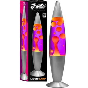 JAMBO 16" Beautiful Lamp- Purple with Yellow/Orange Wax, Relaxing Liquid Light, Night Light Nightlight, Home Decor Living Room Office Bedroom Lamp for Adults Teens Kids Magma Motion