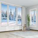 47 x 63 Inch EVA Window Insulation Kit - Heavy Duty Adjustable Film with 2 Hook & Loop Straps & 10 Thumbtacks, Reusable Thermal Insulation for Winter, Breathable Weatherproof Home Protection (S)