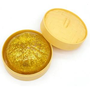 Glittery Golden Dumpling Toy with Steamer Case, Funny Squeeze Dough Stress Ball, Realistic Steamed Bun Squeezing Toy for Fidget Sensory Anxiety Relief Calming Travel Accessory Gift