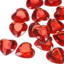 MECCANIXITY 20 Pcs Acrylic Heart Rhinestone 30mm Flat Back Plastic Gems Jewelry Stickers for Craft Bead Face Painting Costume Jewelry Making Red
