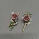 Ling's Moment Boutonniere for Men, 2pcs Groom Groomsmen Guest Boutonniere, Artificial Flowers for Wedding/Prom/Homecoming, etc.Dusty Rose