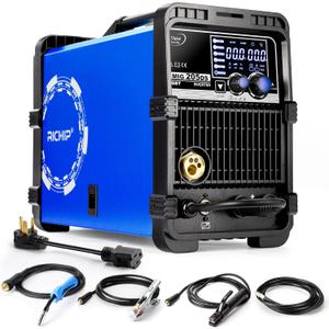 205A MIG Welder, 110/220V Dual Voltage Multiprocess Welding Machine, 6 in 1 Gas MIG/Gasless Flux Core/Spool Gun/Lift TIG/Stick Aluminum Welders